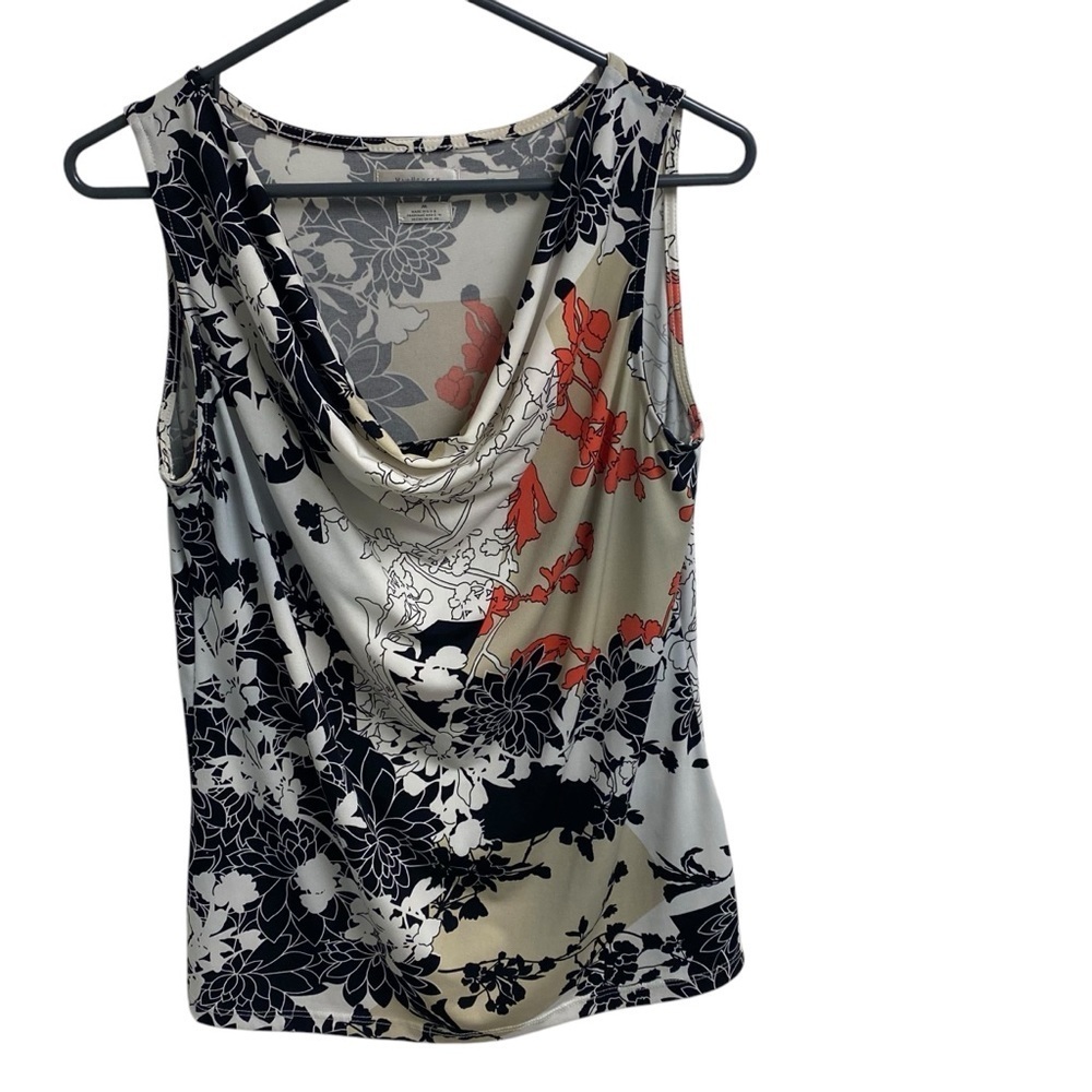 Van Heusen Cowl Neck Camisole Floral Black Cream, Beige,‎ Orange Sleeveless Sz M